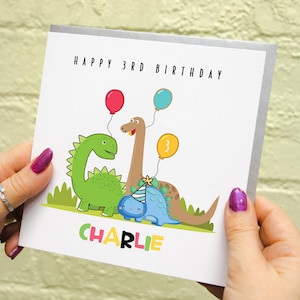 Dinosaure 3ème carte d'anniversaire pour garçon, carte d'anniversaire petit-fils, neveu 3ème carte d'anniversaire, 3ème carte d'anniversaire, dinosaure mignon
