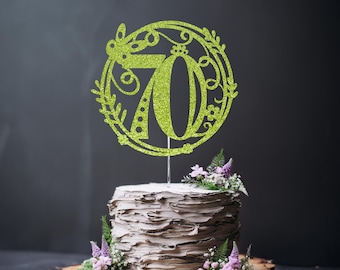 70th Birthday Cake Topper: Glitter Number Decoration Any Colour