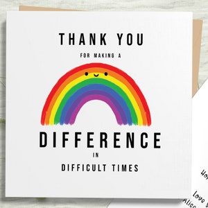 Tarjeta de agradecimiento arco iris, regalo del NHS, personal del hospital, NHS, personal de atención médica, tarjeta de agradecimiento, para enfermeras, trabajadores clave, sala