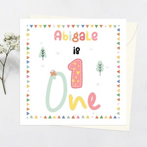 1. Geburtstag Karte Mädchen | Personalisierte erste Geburtstagskarte | New Born Geburtstag | Baby Geburtstag