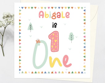 Personalised 1st Birthday Card Girl