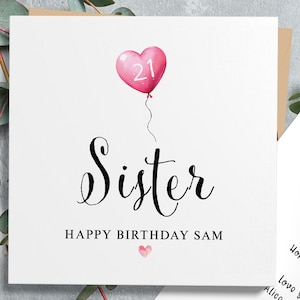 Carte d'anniversaire personnalisée pour soeur, cadeau pour soeur, carte d'anniversaire spéciale pour soeur, carte d'anniversaire pour soeur, carte de joyeux anniversaire pour soeur