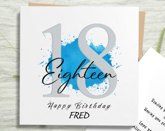 Personalised 18th Birthday Card for Him: Linen Cardstock