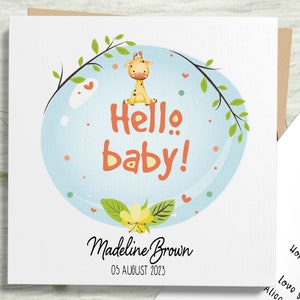 Neue Babykarte, personalisierte Neugeborenenkarte für Neffe, Nichte, Enkelin, Willkommen auf der Weltkarte