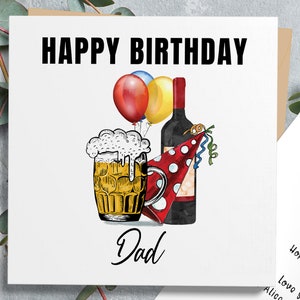 Cartão de aniversário engraçado para o pai, cartão de cerveja, presente de aniversário para o pai