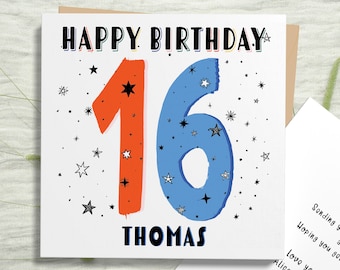 Biglietto Personalizzato Per Il 16° Compleanno Del Nipote, Biglietto - Foto 3