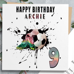 Tarjeta de cumpleaños de hijo de fútbol personalizada, nieto, hermano, sobrino, amigo, regalo de fútbol para niños