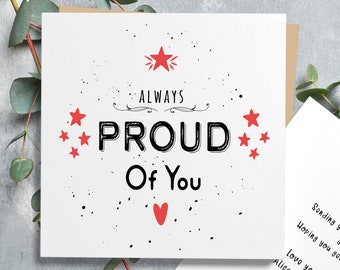 Carte Toujours fier de toi, carte d’encouragement, carte bien faite, félicitations pour ami, fille, carte de fin d’études, nouvelle carte d’emploi