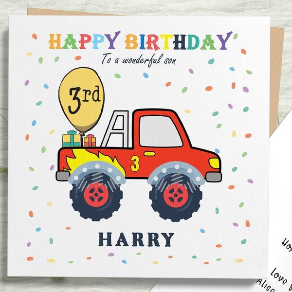 Monster Truck Birthday Card Personalised Card for Grandson - Etsy