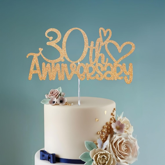Xsstarmi 1 confezione di topper per torta con scritta Thirty Cheers to 30 Years Old Legend Since 1996, per 30° compleanno, anniversario di matrimonio, feste, decorazioni per torte, oro rosa