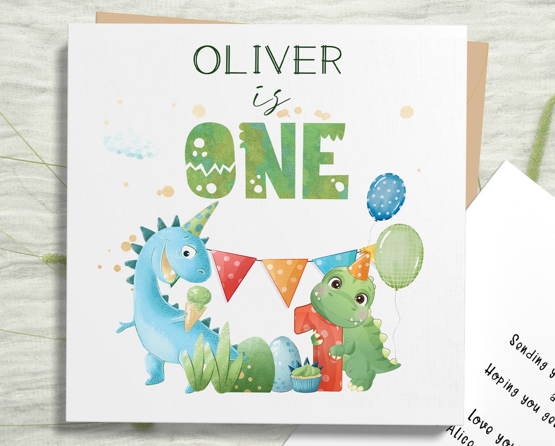 Personalised Dinosaur 1st Birthday Card - Etsy
