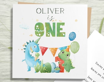 First Dinosaur Birthday Card, 1st Dinosaur Card Boys, Dino Birthday