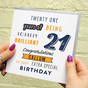 Carte d'anniversaire personnalisée 21e pour fils, carte d'anniversaire 21e, carte d'anniversaire pour petit-fils, carte d'anniversaire 21e neveu