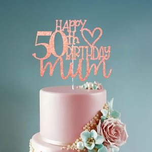 Happy 50th Birthday Mum Glitter Cake Topper image 6