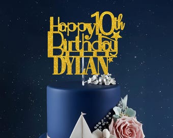 Personalised Son's Birthday Cake Topper - Custom Age Name Decoration