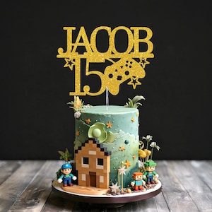 Adorno personalizado para tarta de videojuegos: Mando de videojuegos con purpurina