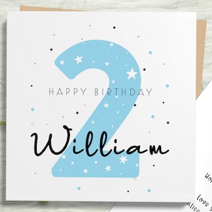 Personalisierte Karte zum zweiten Geburtstag, Karte zum zweiten Geburtstag, süße Karte zum Geburtstag, Baby Geburtstag