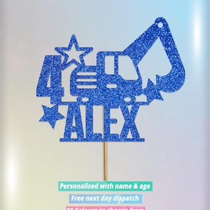Custom Digger Cake Topper for Boys - Personalised Party Decoration