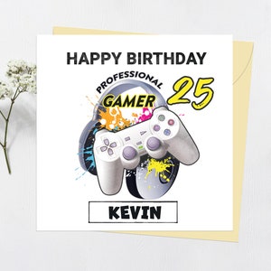 Manette de jeu Playstation, carte pour écouteurs de jeu, carte d'anniversaire de garçon, carte personnalisée pour fils, petit-fils, frère, neveu