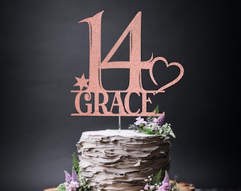 Personalised 14th Birthday Cake Topper for Daughter or Granddaughter