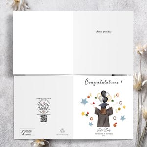 Personalised Boys 4th Birthday Card, Blue Stars (Custom Name) image 2