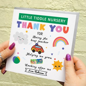 Carte de remerciement pour professeur de maternelle, merci de m'avoir aidé à grandir carte de professeur, meilleur cadeau de professeur