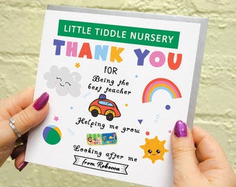 Nursery Teacher Thank You Card, Thank You for Helping Me Grow Teacher Card, Best Teacher Gift