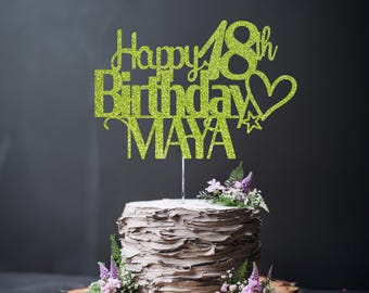 Personalised Birthday Cake Topper: Custom Name & Age Glitter Decoration