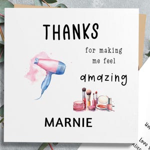 Carte de remerciement personnalisée pour coiffeur, cadeau maquilleur, carte de styliste de mariée