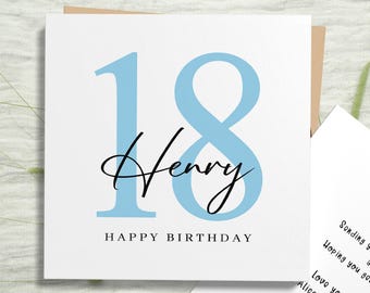Personalised 18th Birthday Card for Him: Linen Cardstock