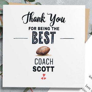 Personalised rugby coach card, Thank you card for rugby teacher