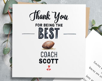 Personalized Rugby Coach Thank You Card