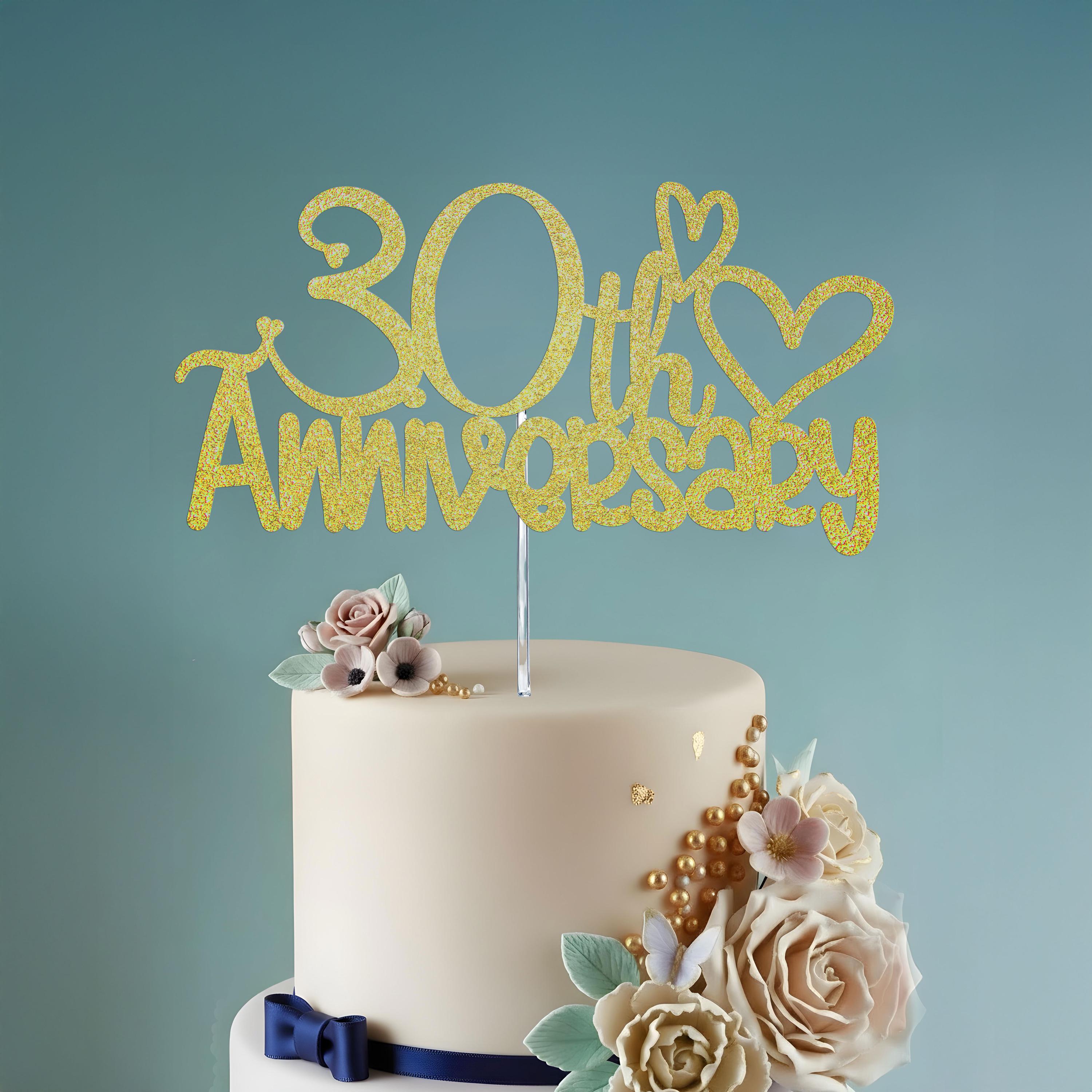 Tortenaufsatz 'Happy 30th Birthday' In Silber-glitzernd – Kuchendekoration Zum 30. Geburtstag