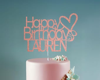 Personalised Glitter Cake Topper - Custom Birthday Decoration