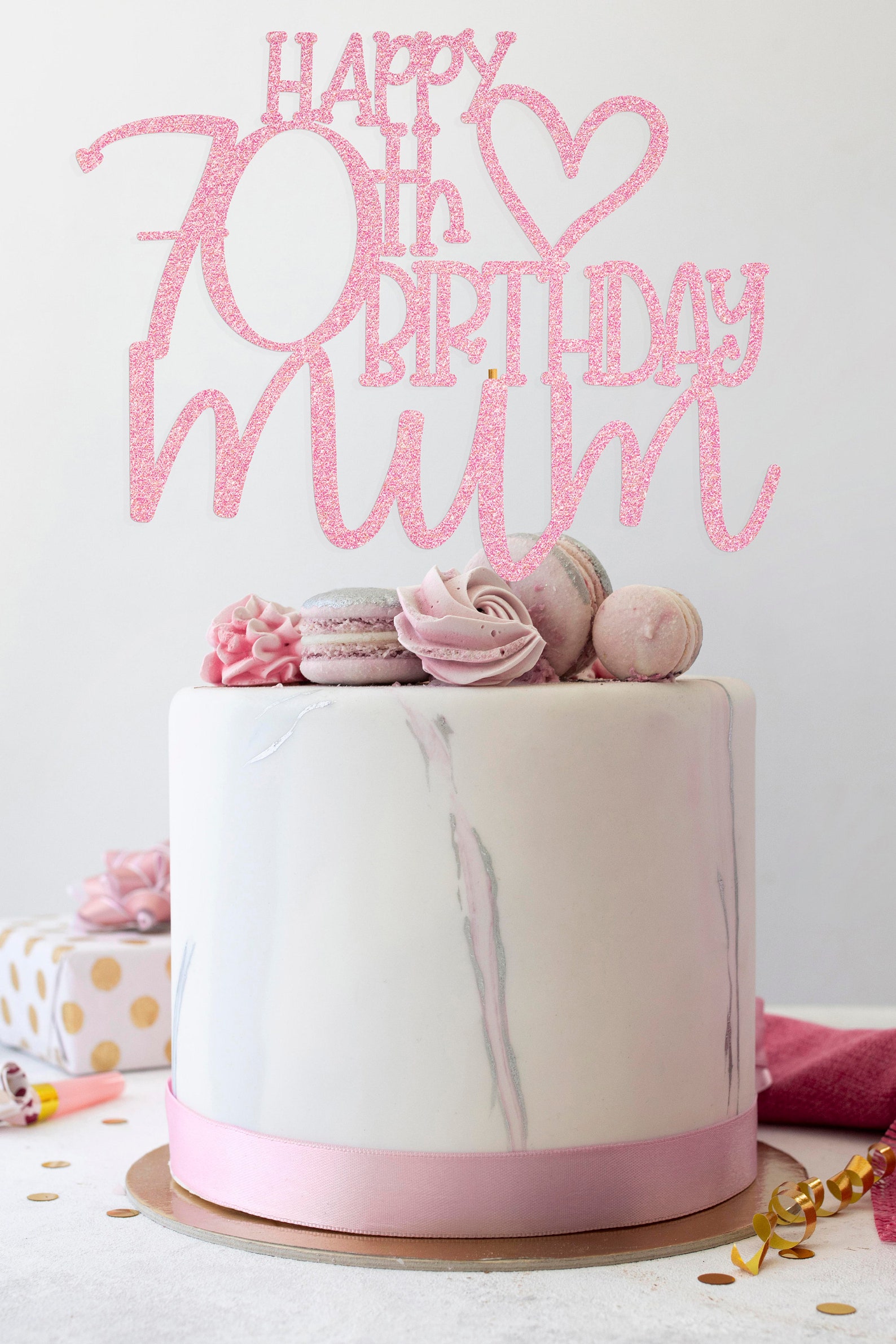 Happy 70th birthday mum Glitter Cake Topper 70th Birthday | Etsy