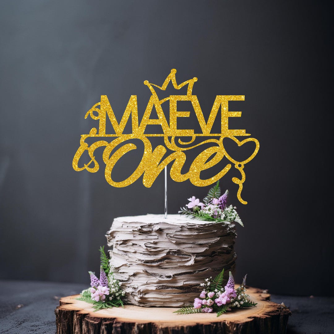 Personalized First Birthday Glitter Cake Topper - Etsy