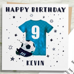 Cartão de aniversário personalizado para filho de futebol, neto, irmão, sobrinho, amigo, presente de futebol para meninos