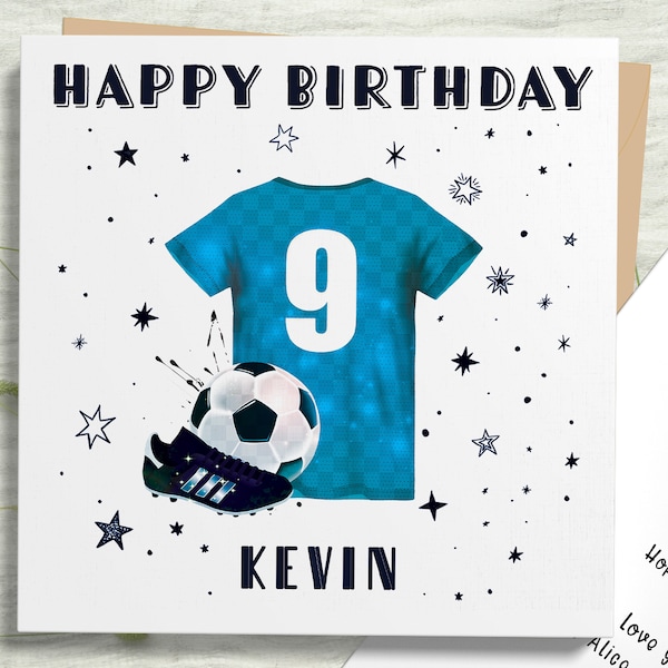 Carte d'anniversaire personnalisée pour fils de football, petit-fils, frère, neveu, ami, cadeau de football pour garçons