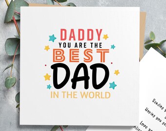 Personalised Daddy Birthday Card, Linen Textured Cardstock, Dad Greeting
