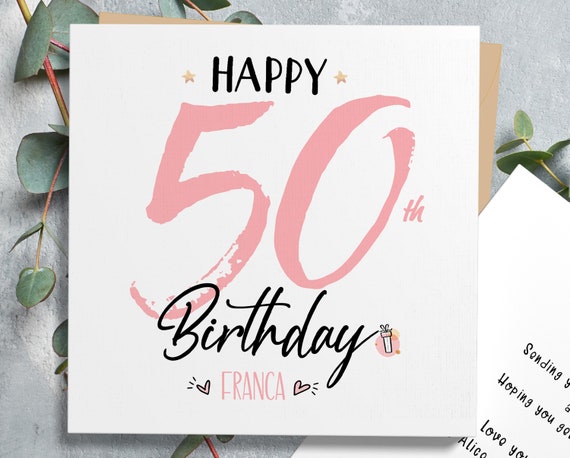 Carte d'anniversaire 50 ans pour maman, femme, carte personnalisée Happy  50th -  France