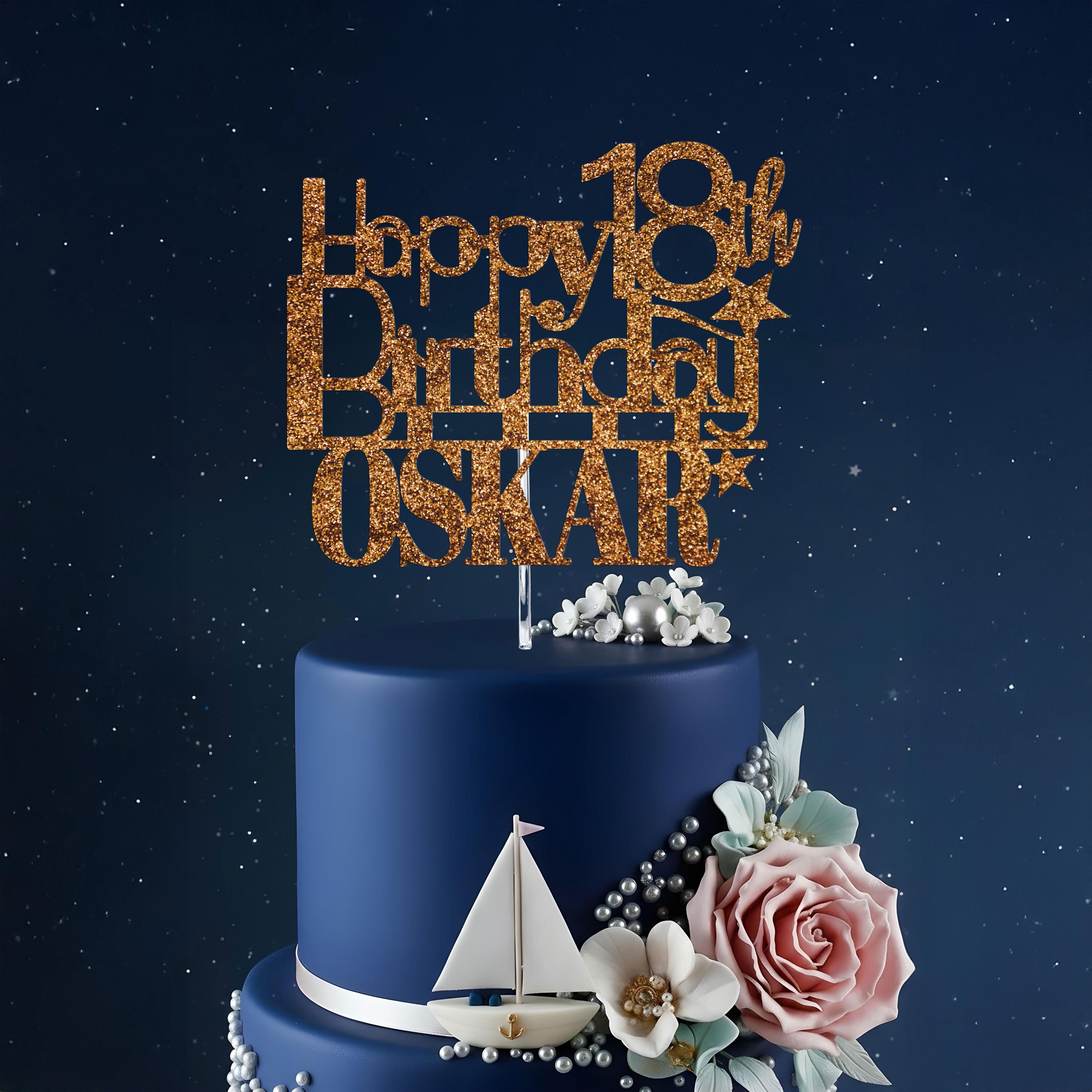 Personalised 18th Birthday Glitter Cake Topper - Etsy UK