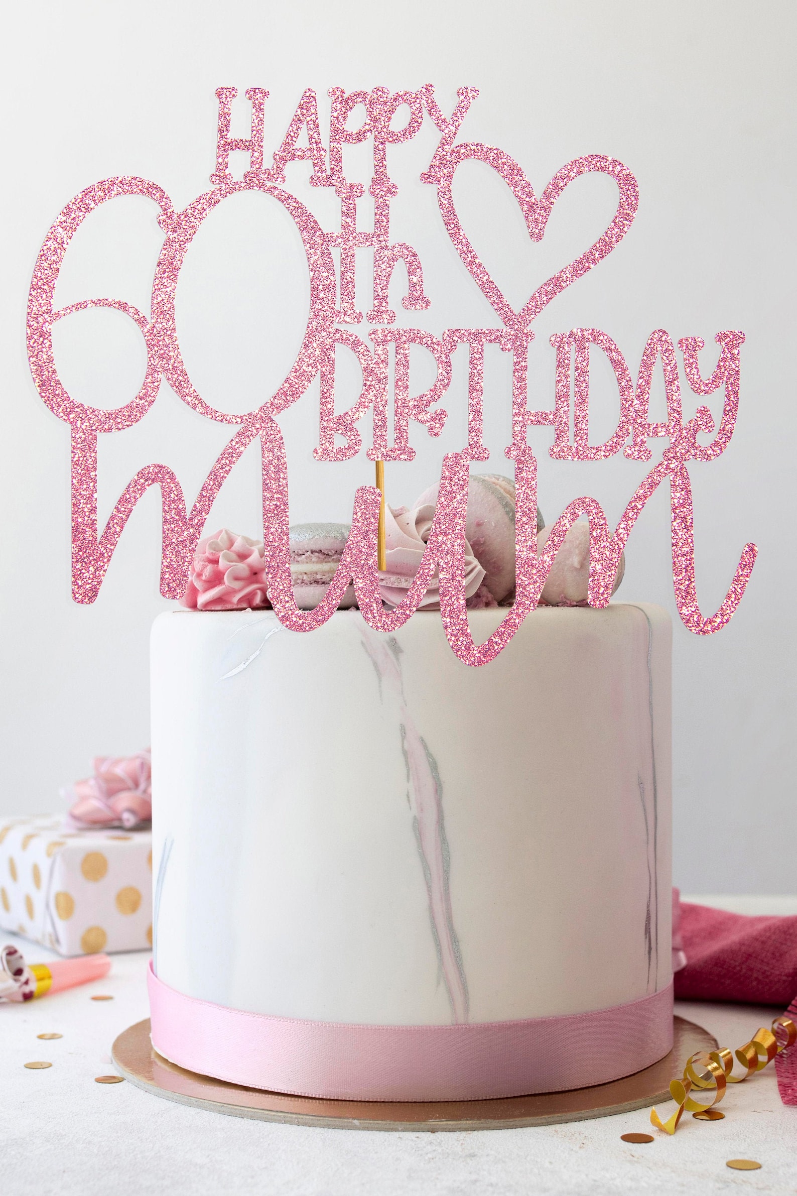 Happy 60th birthday mum Glitter Cake Topper for 60th Birthday | Etsy