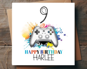 Carte d'anniversaire personnalisée pour contrôleur de jeu, tout âge, fils, petit-fils, neveu, frère