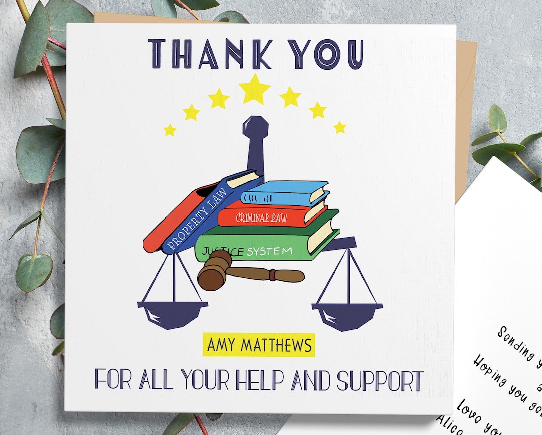 Thank You Card for Lawyer and Solicitor, Personalised Legal