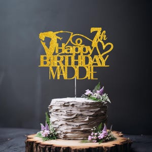 Personalised Gymnastics Cake Topper: Custom Name Glitter Decoration for Girls