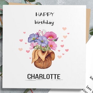 Carte d'anniversaire de soeur 60e personnalisée, cadeau d'anniversaire de soeur