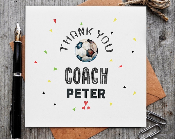 Personalised Football Coach Thank You Card