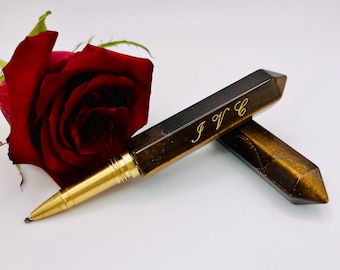 Tiger's Eye Crystal Pen: Manifestation, Courage, Confidence (Refillable)