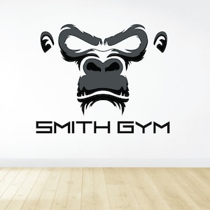 Personalized Gym Wall Decal, Gym Wall Sticker, Home Gym Decor, Fitness Quotes, Wall Decor, Fitness Gift, Vinyl Lettering, Gorilla Silhouette