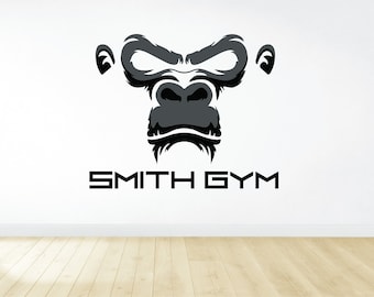 Personalized Gym Wall Decal, Gym Wall Sticker, Home Gym Decor, Fitness Quotes, Wall Decor, Fitness Gift, Vinyl Lettering, Gorilla Silhouette
